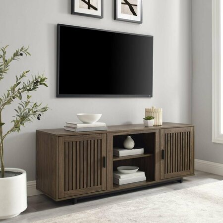 SEATSOLUTIONS 58 in. Silas Low Profile TV Stand, Walnut SE3045636